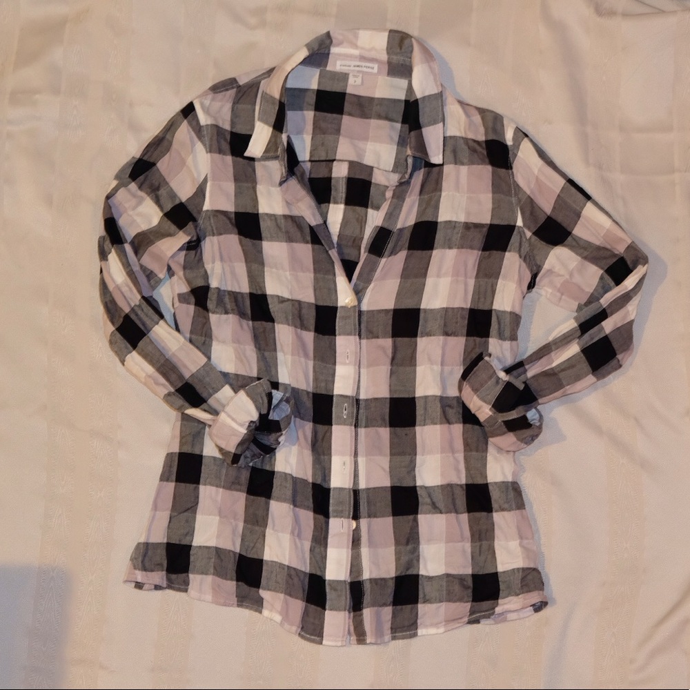 James Perse Button Down Plaid Shirt